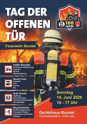 100 Jahre Freiwillige Feuerwehr Jork-Borstel – Tag der offenen Tür am 14.06.2026 100 Jahre Freiwillige Feuerwehr Jork-Borstel – Tag der offenen Tür am 14.06.2026 © Feuerwehr Borstel