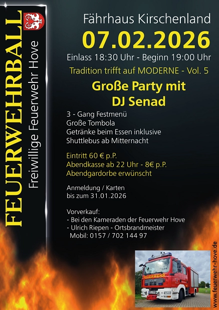 Feuerwehrball Hove ´26 Feuerwehrball Hove © Feuerwehr Hove
